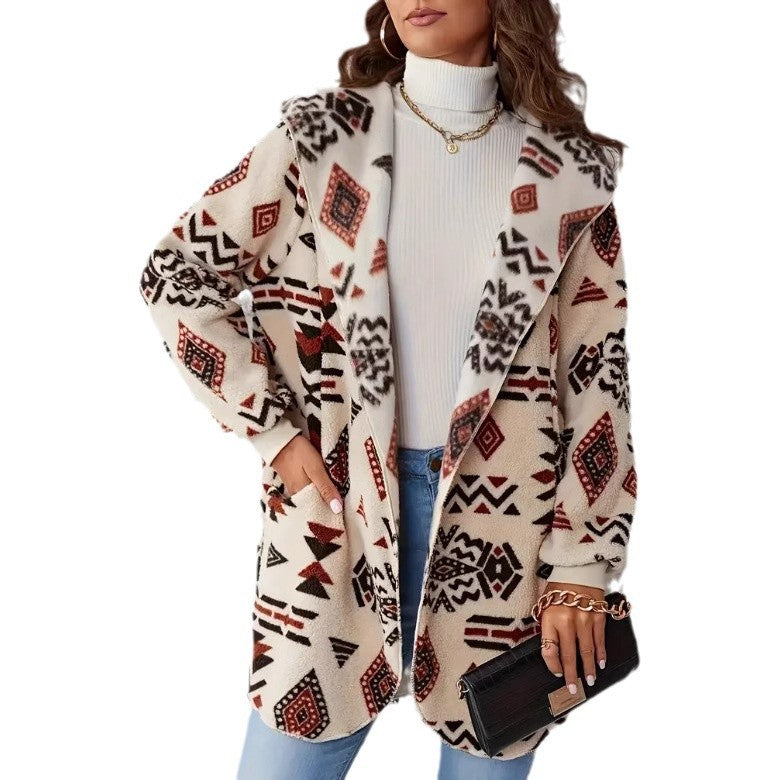 Women's plush jacket with ethnic pattern Lune London