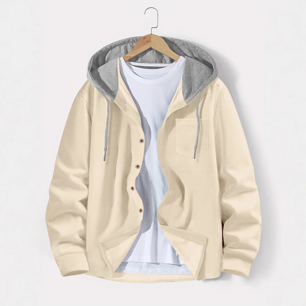 Casual hooded jacket for men with button placket and practical side pockets Lune London