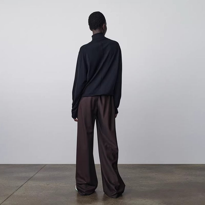 Pantalon large en tissu pour femmes avec taille élastique Chic & Stil