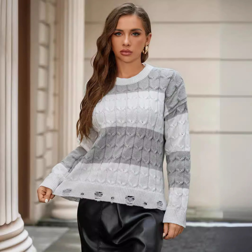 Knitted sweater for women with textured pattern Lune London