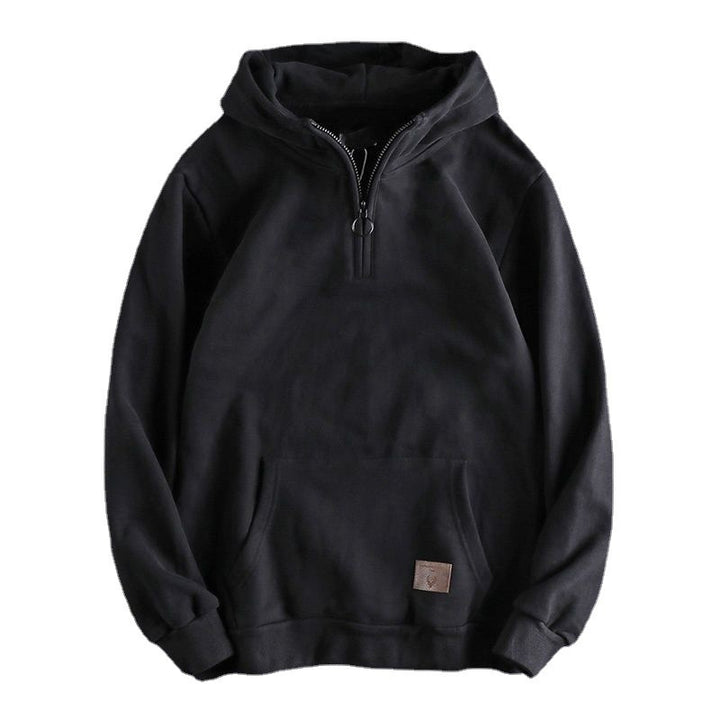 Men's hoodie with short zipper and practical kangaroo pocket Lune London