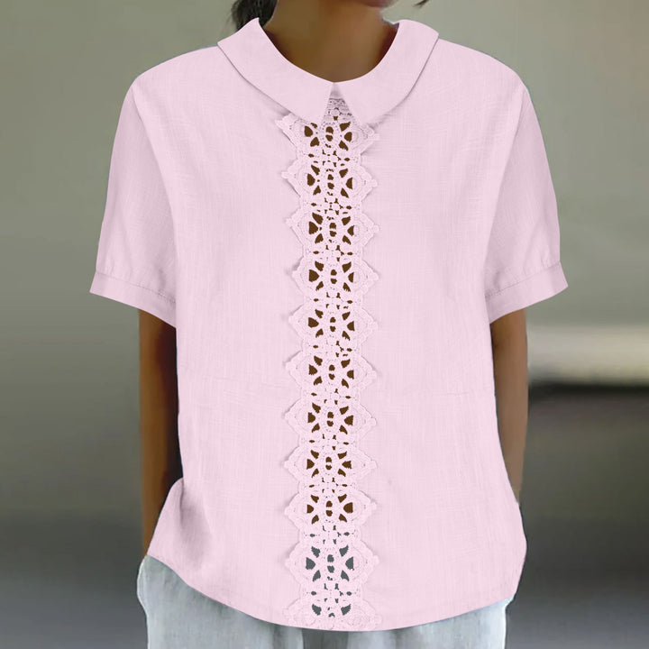 Short sleeve blouse for women with lace insert Lune London