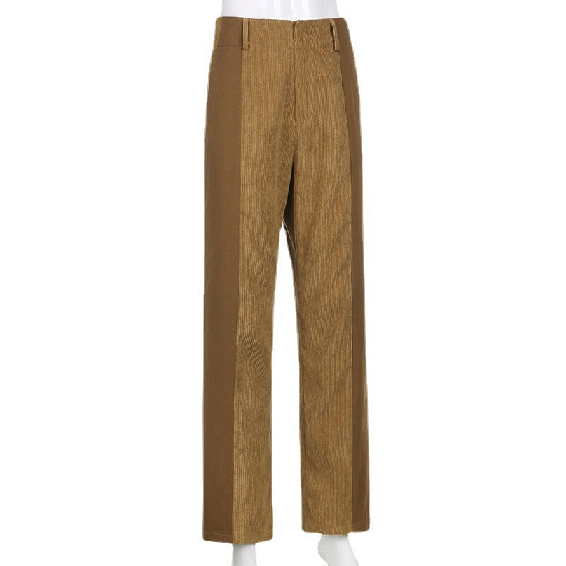 High-waisted relaxed fit pants for women with vertical ribbed details Lune London