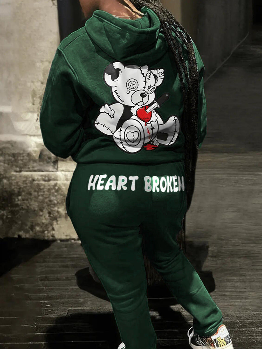 Hooded set for women with innovative bear pattern Lune London