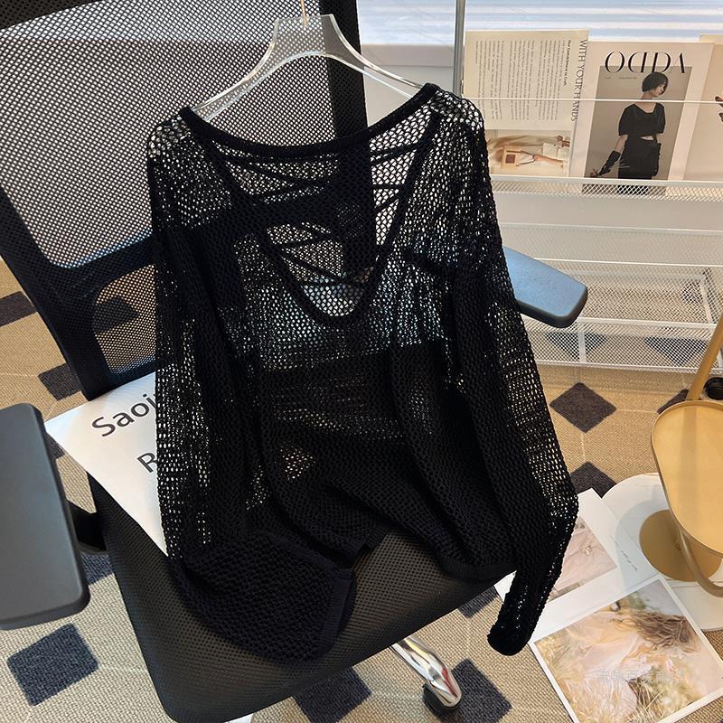 Pull en mesh pour femme avec découpe ouverte et décolleté en V profond Chic & Stil