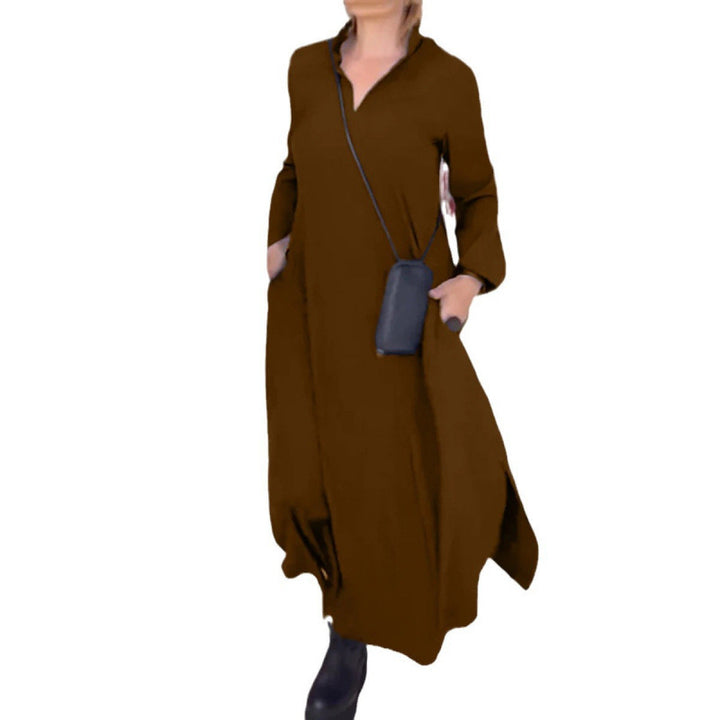 Casual maxi dress for women with a modern shirt design and practical side pockets Lune London