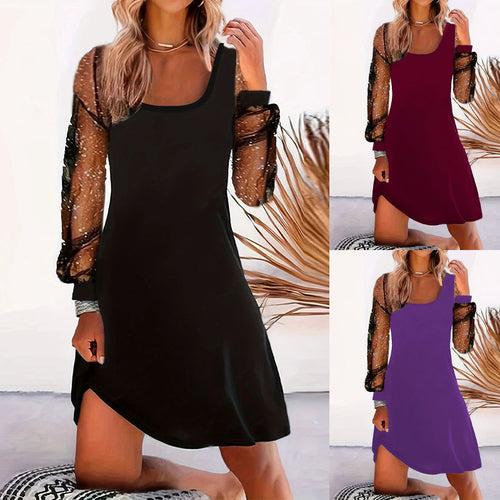 Midi dress for women with transparent puff sleeves and a chic elegant silhouette Lune London