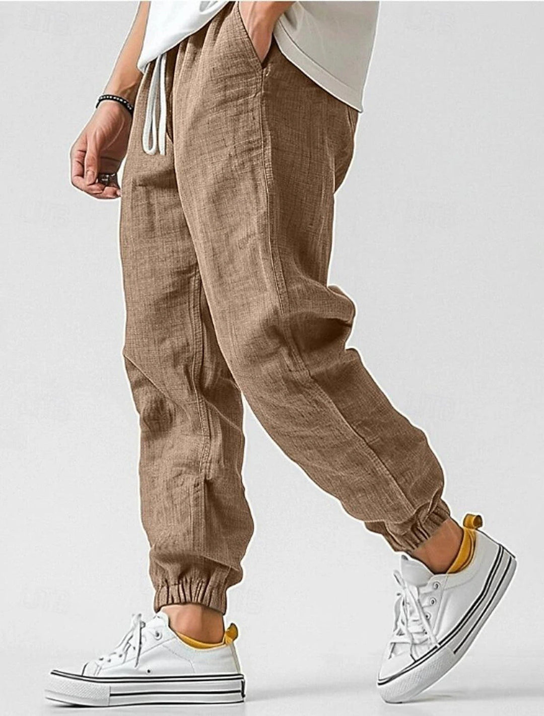 Men's Comfortable Linen Pants with Elastic Waistband and Side Pockets Lune London