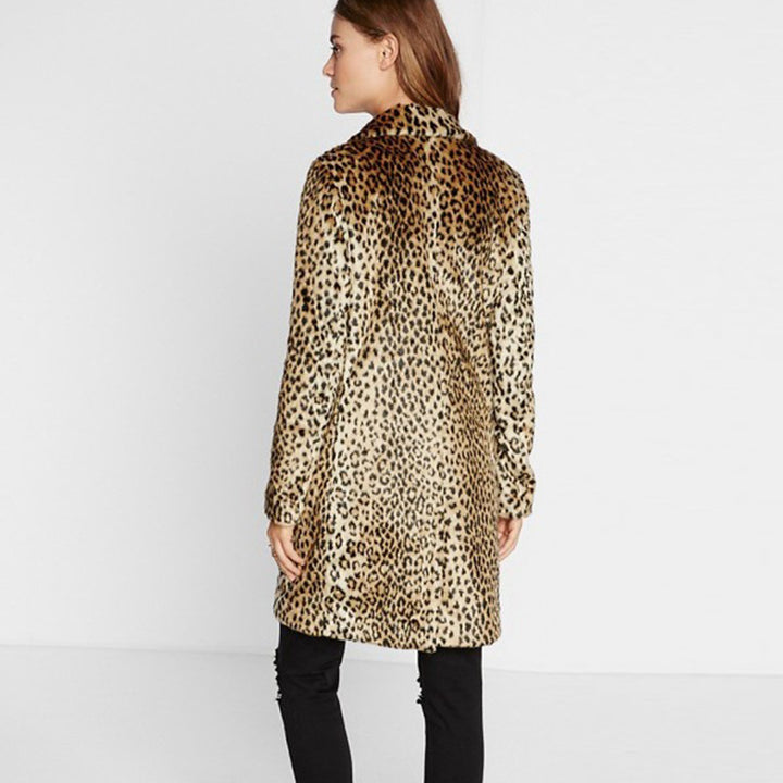 Ladies luxurious faux fur coat with a modern leopard pattern Lune London