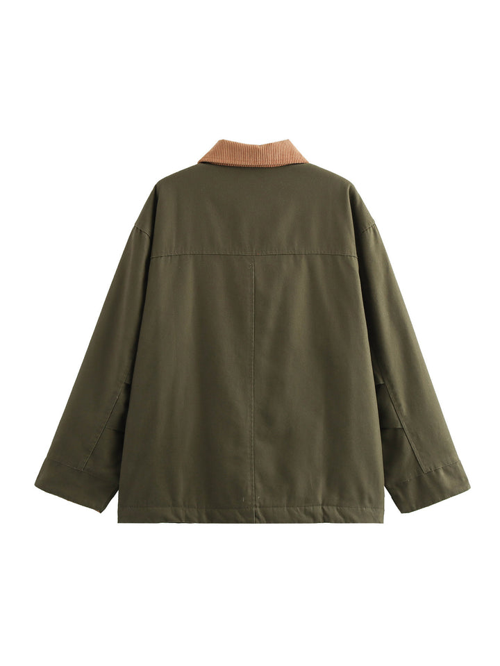 Casual transitional jacket for women with corduroy collar and practical pockets Lune London