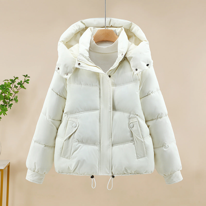 Ladies modern down jacket with removable hood and practical pockets Lune London