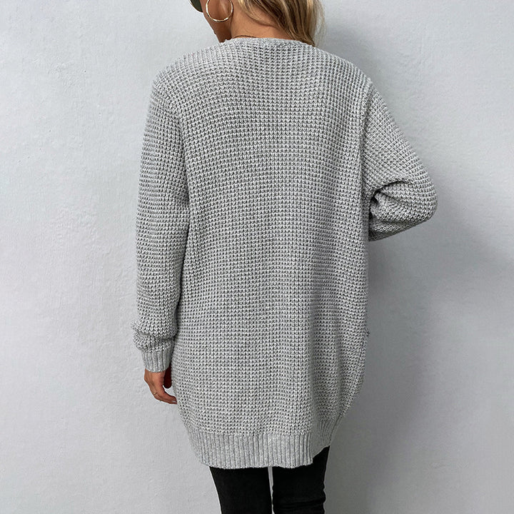 Casual knit jacket for women with deep pockets and open cut Lune London