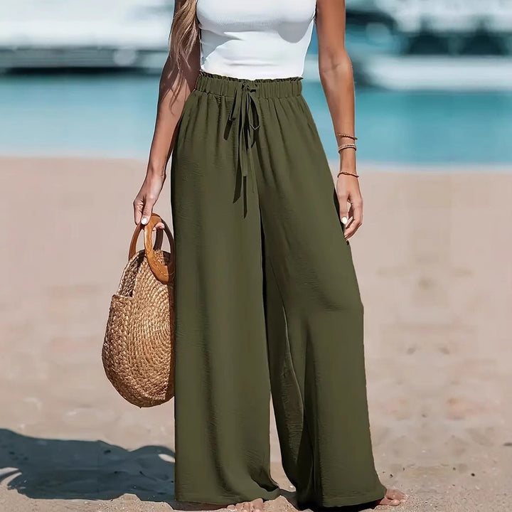 Wide summer pants for women with elastic waist Lune London