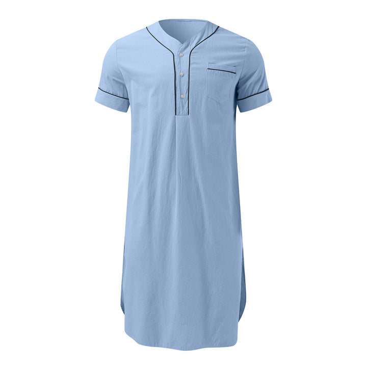 Short dress with short sleeves for women featuring a modern high collar and a practical button placket Lune London