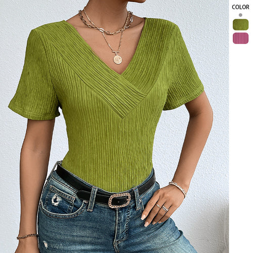 Women's casual V-neck shirt with flowing design and short sleeves Lune London