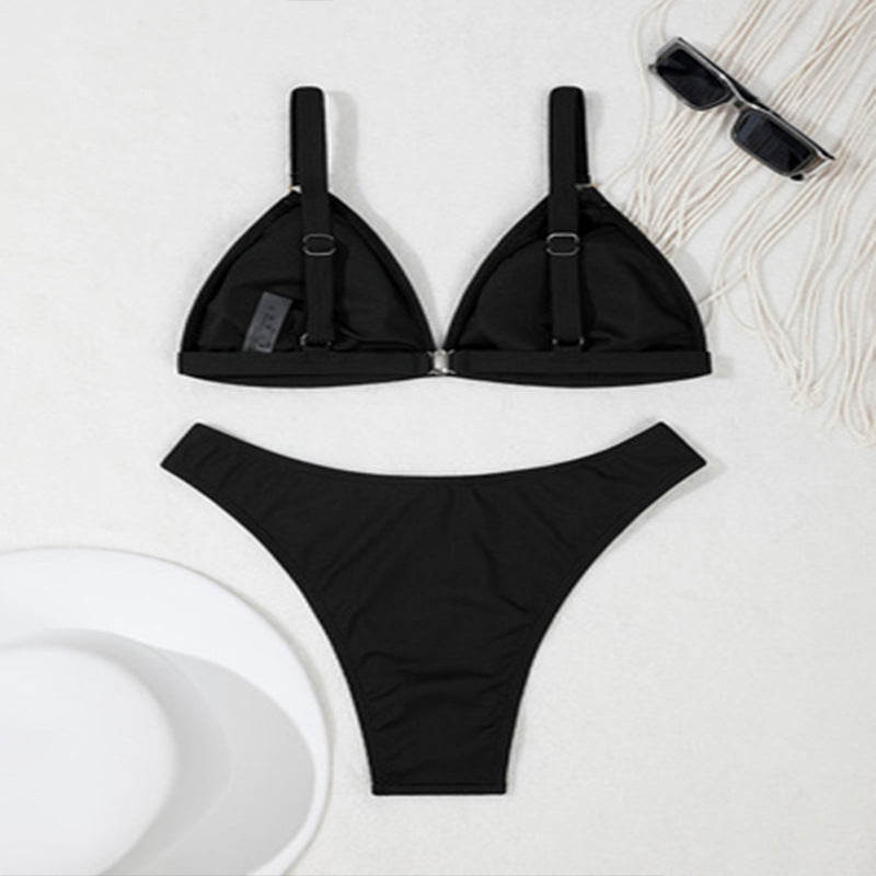 Women Triangle Cut Hardware Accent Bikini Set Lune London