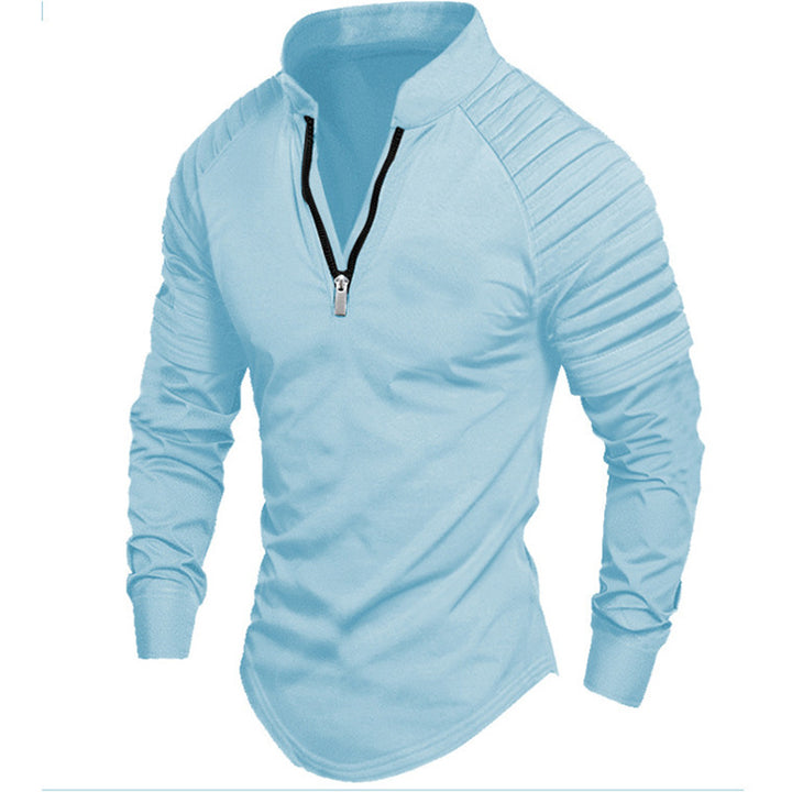 Long sleeve sport shirt for men with high collar and zip Lune London