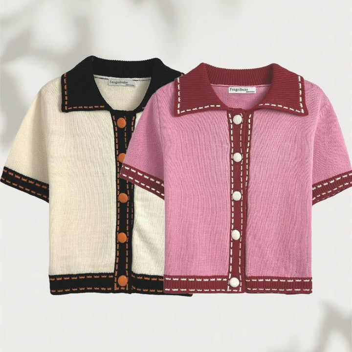 Short-sleeve sweater for ladies with contrasting details Lune London