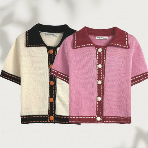 Short-sleeve sweater for ladies with contrasting details Lune London