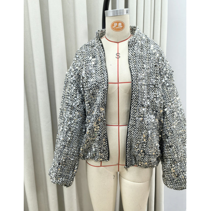 Sparkling sequined jacket for women with a casual fit Lune London