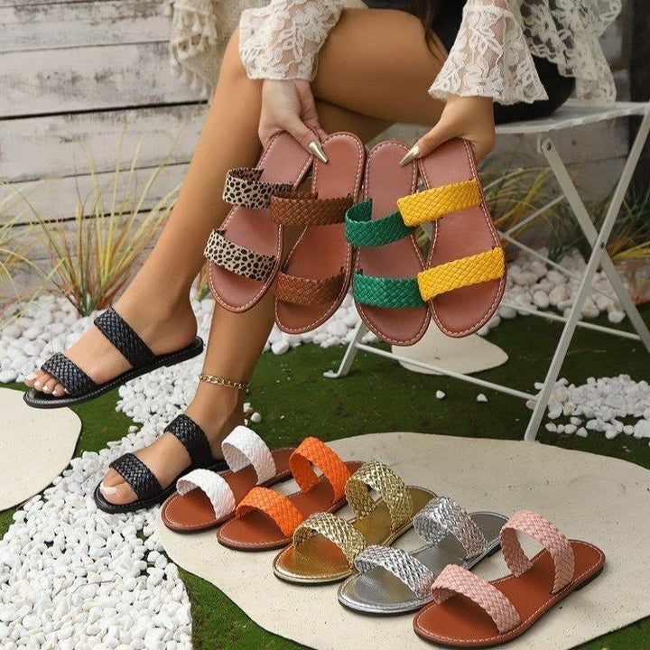 Women's Braided Strap Sandals with Comfortable Footbed and Non-Slip Sole Lune London