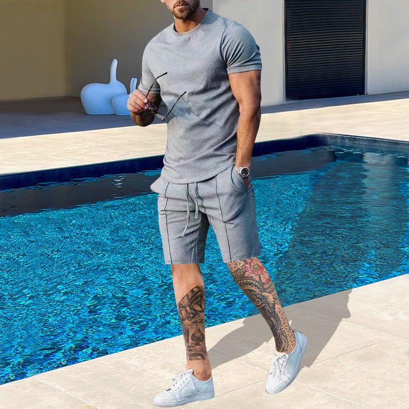 Men Short Sleeve Sports Set in Breathable Material with Elastic Waist and Side Pockets Lune London