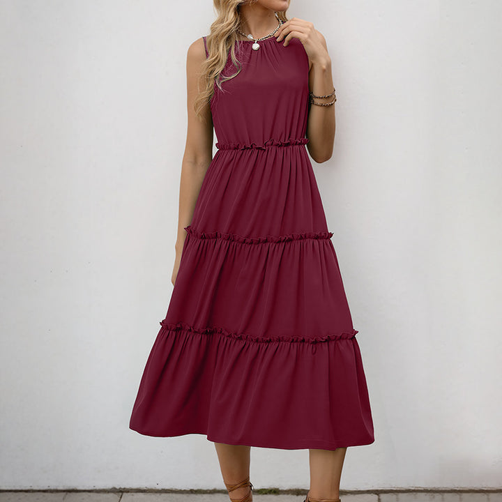 Lune London sleeveless ruffle midi dress for women