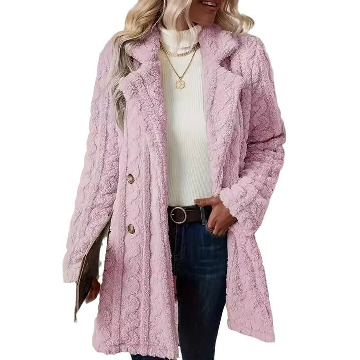 Ladies Long Cozy Coat with Moon London Button Design