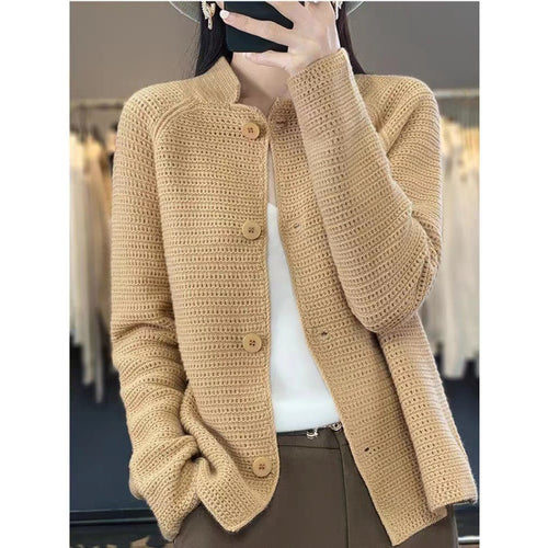 Women’s knit jacket with special button details and a structured knit look Lune London