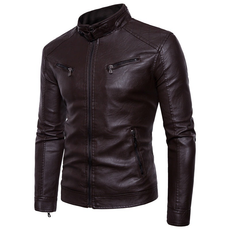 Lune London stylish motorcycle jacket for men in faux leather with high collar