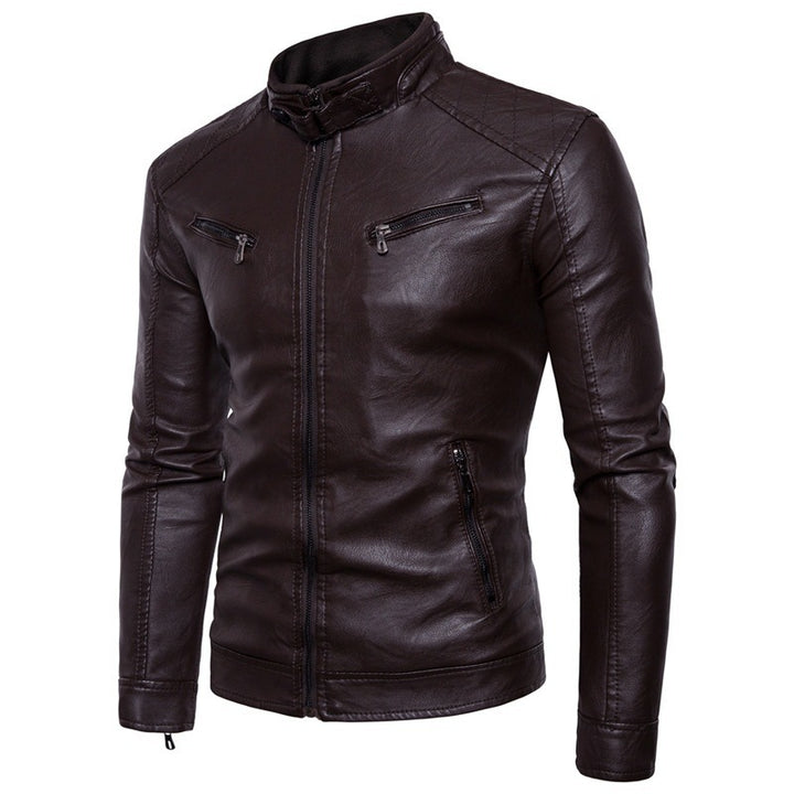 Lune London stylish motorcycle jacket for men in faux leather with high collar