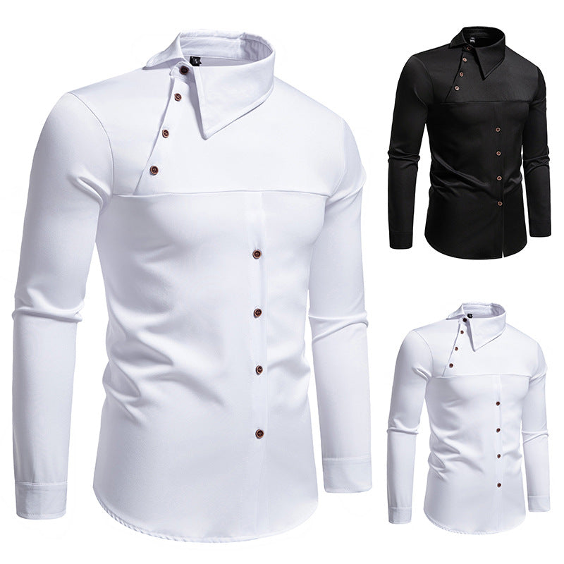 Long sleeve shirt for men with innovative collar and asymmetrical design Lune London
