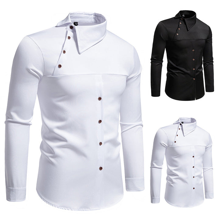 Long sleeve shirt for men with innovative collar and asymmetrical design Lune London
