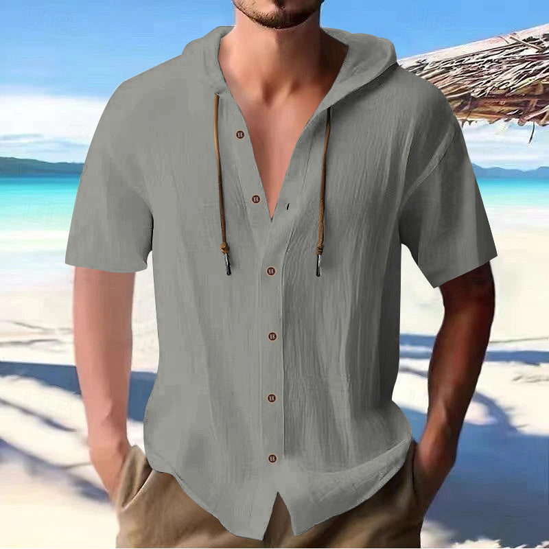 Casual short-sleeve shirt for men with hood Lune London