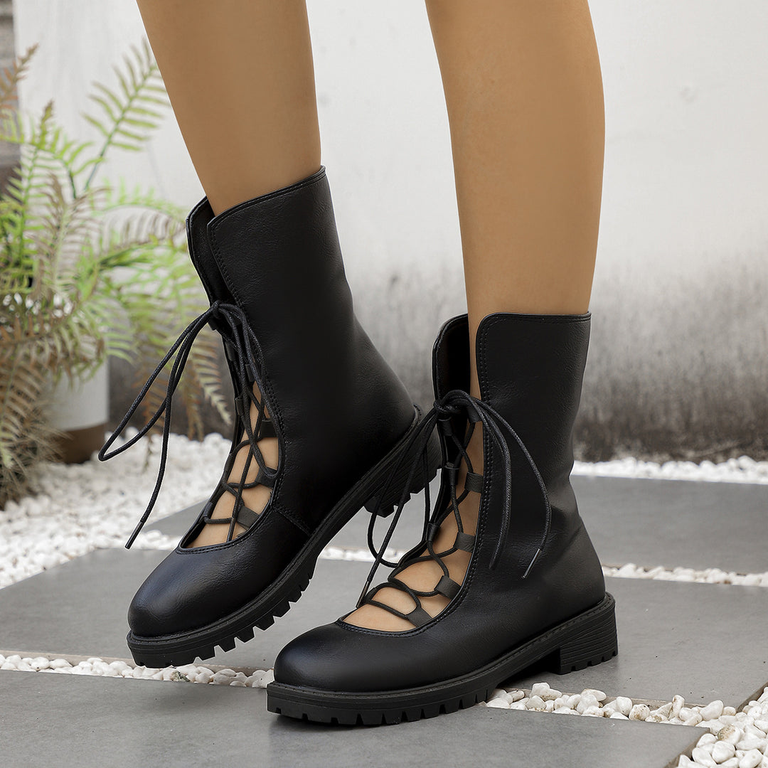 Lace-up boots for women with open design Lune London