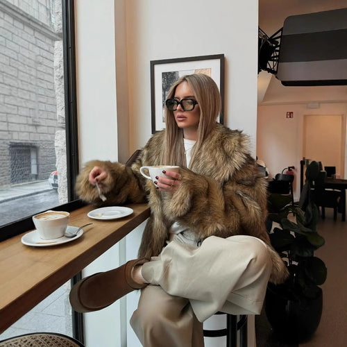 Ladies Soft Faux Fur Jacket with Soft Lining Lune London