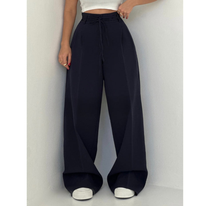 Wide pleated trousers for ladies with side belt Lune London