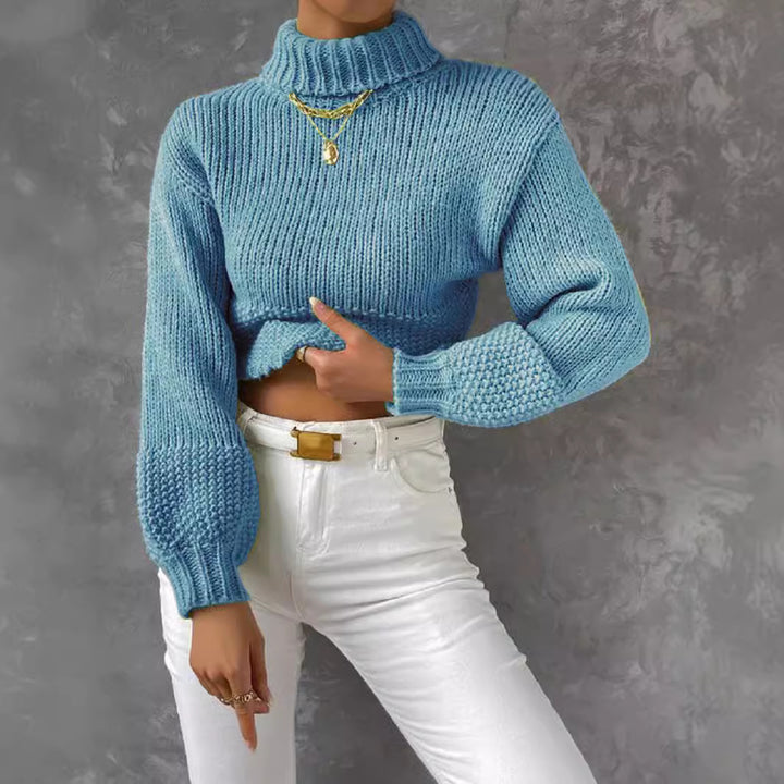 Women’s chunky knit sweater with high collar Lune London