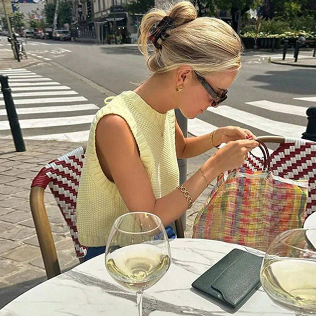 Fashion knitted sweater for women with open back and lace-up details Lune London