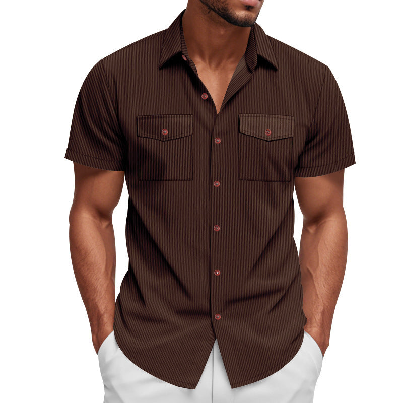Short striped shirt for men with two practical chest pockets Lune London