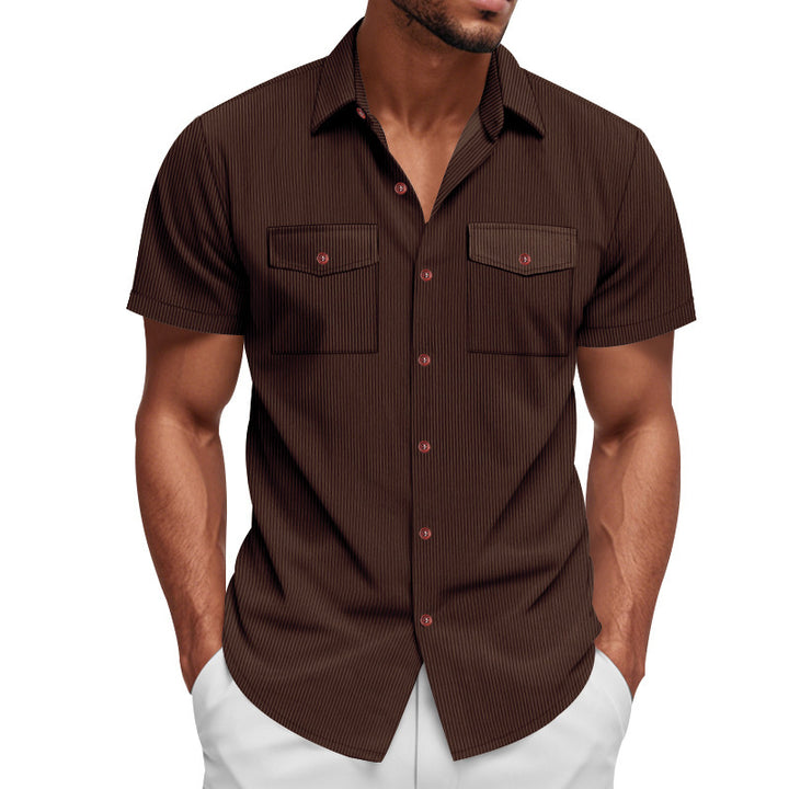 Short striped shirt for men with two practical chest pockets Lune London