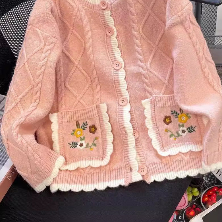 Lune London Women's Floral Pattern Knit Jacket