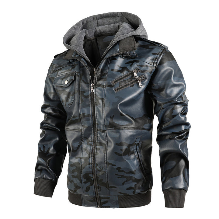 Casual leather jacket for men with removable hood Lune London