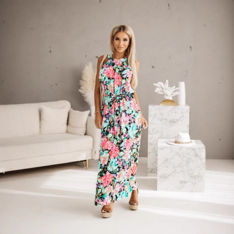 Chic and Stylish Floral Maxi Dress for Women with Halter Neck Design