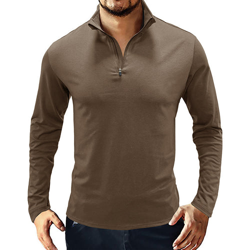 Functional T-shirt for men with high collar and half-zip Lune London