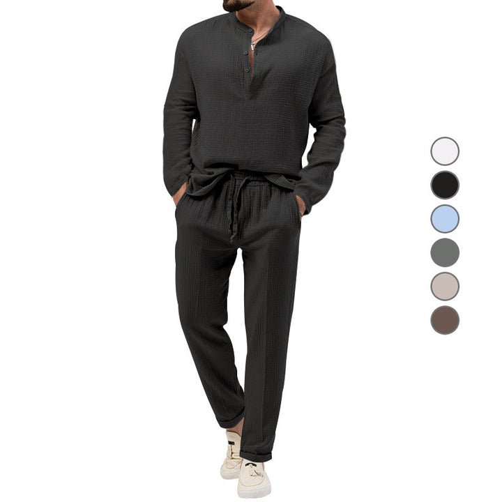 Casual men's set with button placket and elastic waist Lune London