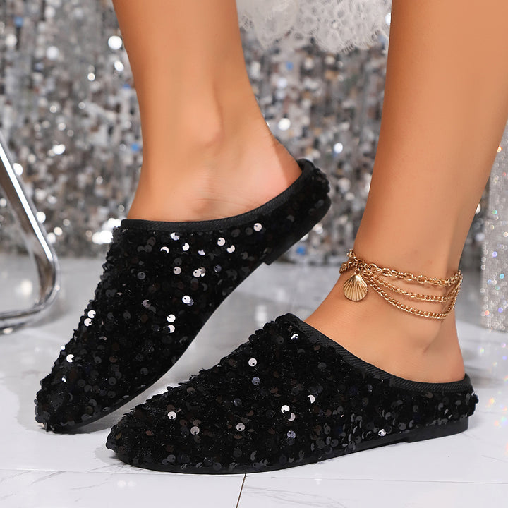 Sparkling slippers for ladies with shiny sequins and a soft interior Lune London