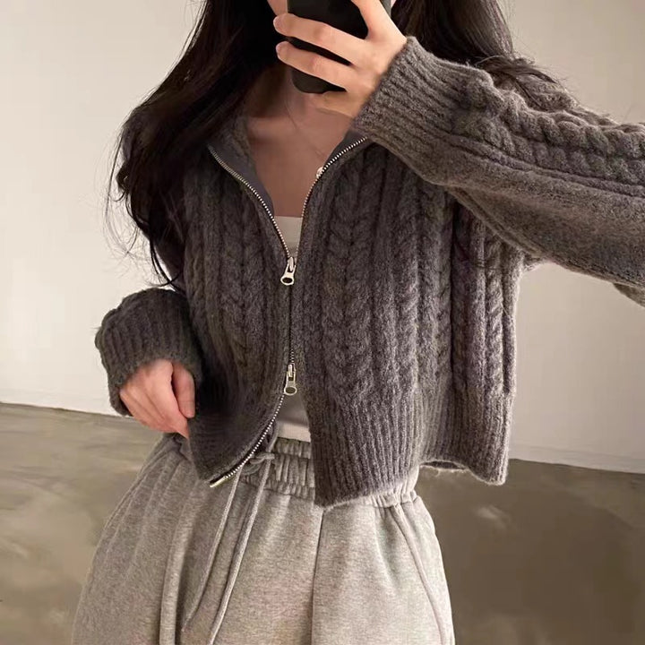 Ladies cardigan with high-quality zipper Lune London