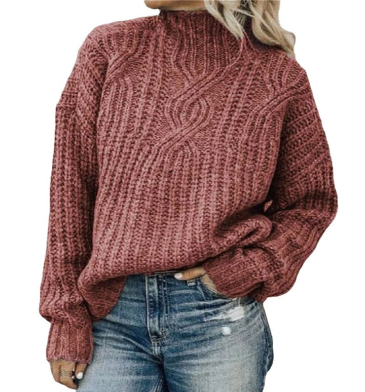 Pull en tricot pour femmes avec col haut et surface texturée Chic & Stil