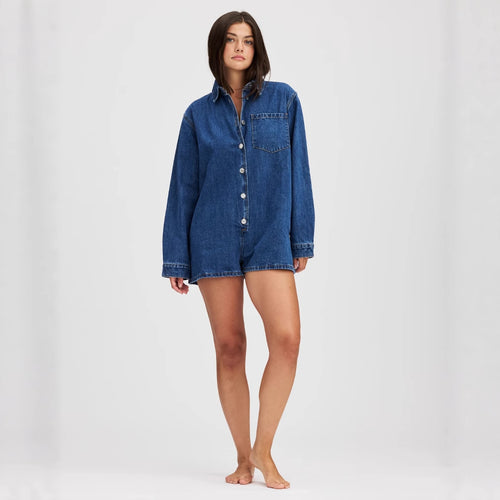 Women's Jeans Overall with Short Sleeves and Practical Pockets Lune London